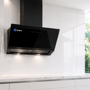 Zinex Kitchen Chimney | Chimney for Kitchen | Auto Clean Filterless Kitchen Chimney | 60cm Wall Mount | Touch Control | Black